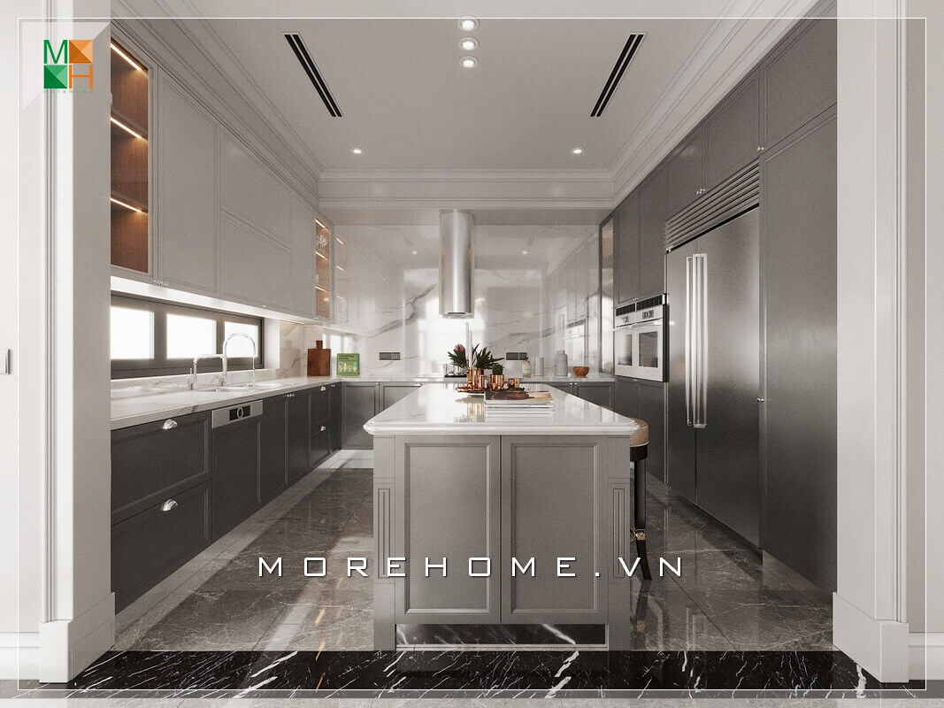 Thiết kế phòng bếp biệt thự sang trọng + tiện nghi | MoreHome