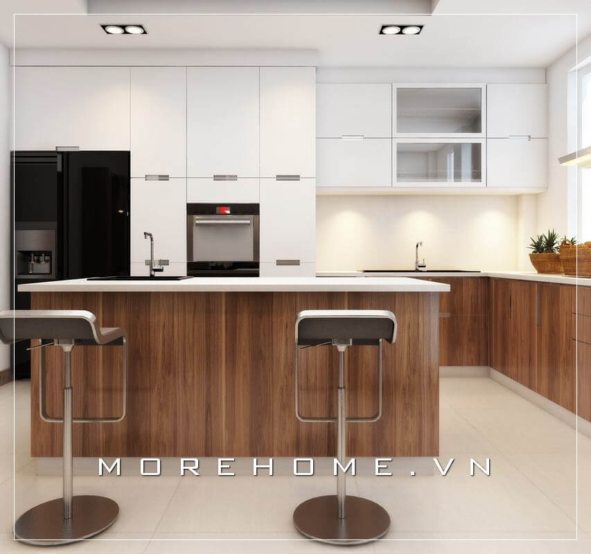 Thiết kế phòng bếp tiện nghi với mẫu tủ bếp chữ L đẹp, hiện đại và tiện nghi
