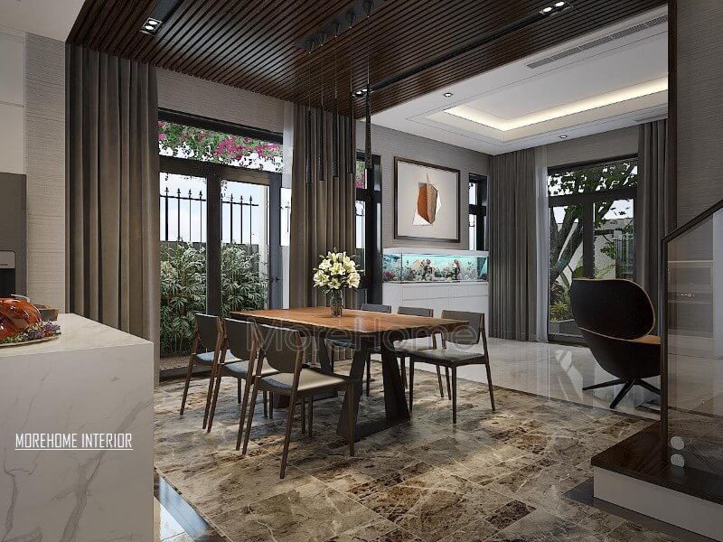 Cảm nhận 19 mẫu bố trí nội thất phòng ăn biệt thự đẹp nhất 2021