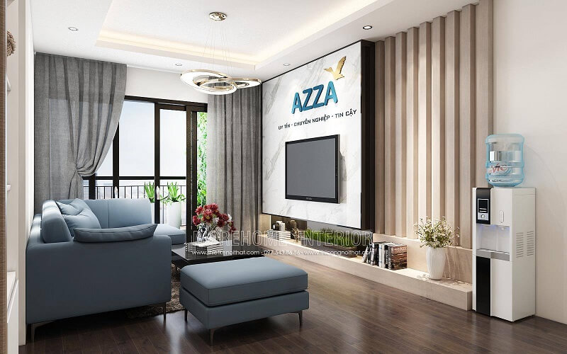 Trang trí phòng khách sử dụng đó đá nhân tạo LG ốp tường độc đáo, sang trọng Mẫu nội thất chung cư đẹp