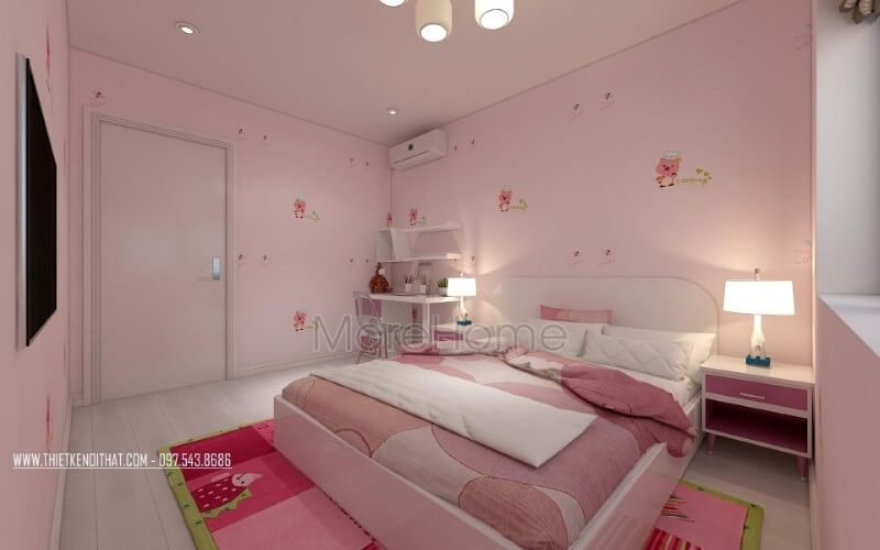 Giấy dán tường hàn quốc đáng yêu với hình ảnh chú heo xinh xắn kết hợp đồ trang trí tràn ngập sắc hồng sẽ là lựa chọn tuyệt vời cho gái yêu của bạn.