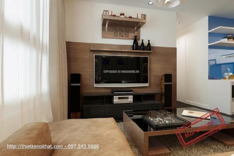 Mẫu bàn thờ chung cư treo tường hiện đại màu nâu sáng được bán chạy tại MoreHome