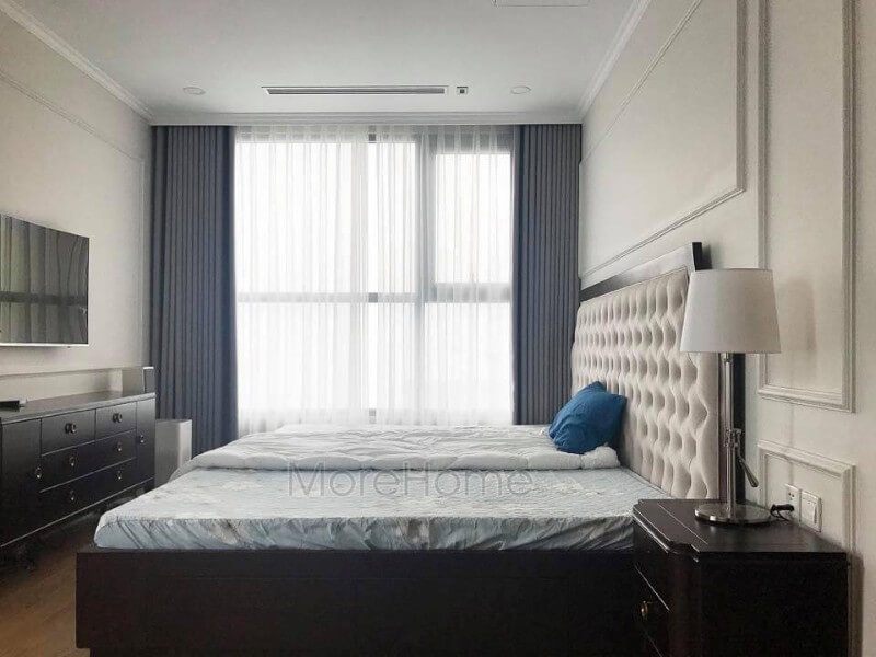 Giường ngủ tân cổ điển đầu giường bọc da cao cấp