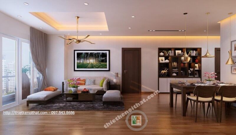Trang trí nội thất phòng khách chung cư ấn tượng và nổi bật với tranh treo tường phong cảnh