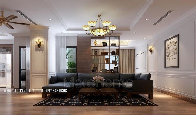 .
Gia chủ đã lựa chọn bộ sofa óc bọc da cao cấp trong mẫu thiết kế này để đáp ứng nhu cầu tụ tập của gia đình đông thành viên trong những dịp cuối tuần, và cũng là một cách để thể hiện đẳng cấp của gia chủ.