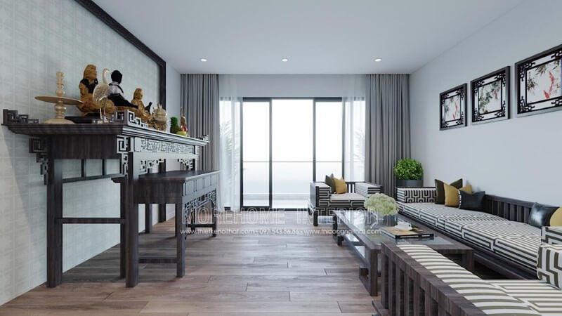 Sofa gỗ tự nhiên được bọc bằng vải hiện đại và độc đáo.