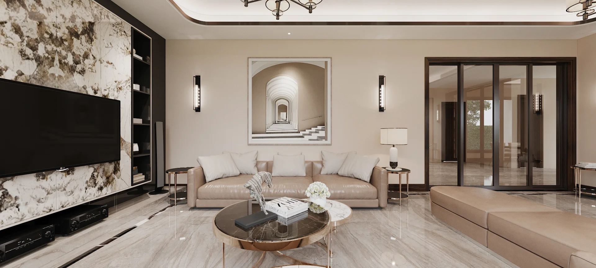 Cách chọn màu sofa phòng khách ăn nhập với sàn gỗ công nghiệp